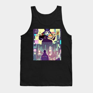 Cyberpunk City Panda Billboard Tank Top